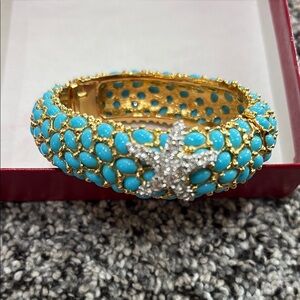 Kenneth Jay Lane Blue and Gold Bracelet with Sparkling Accents